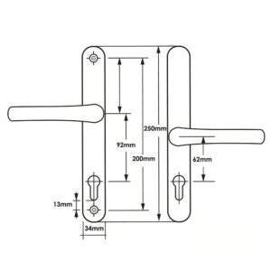 TSS Offset Lever Lever Multipoint Door Handles 92/62mm PZ - Sprung - 200mm Screw Centres - Image 2