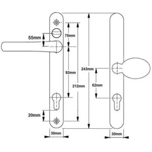Fab & Fix Balmoral Lever Moveable Pad UPVC Multipoint Door Handles - with Snib 92mm/62mm Sprung 212mm Screw Centres - Image 4