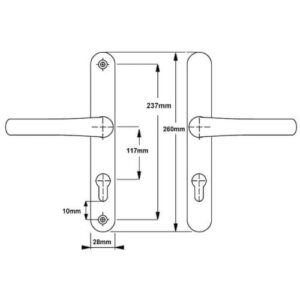 Millenco Lever Lever UPVC Multipoint Door Handles - 117mm PZ Sprung 237mm Screw Centres - Image 3