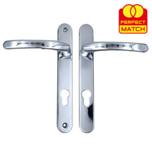 TSS Lever Lever UPVC Multipoint Door Handles - 92mm PZ - Sprung - 203mm Screw Centres - 232mm Backplate - Image 3