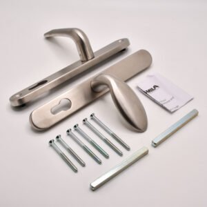 TSS Grade 304 Stainless Steel Lever Moveable Pad Offset UPVC Multipoint Door Handles - 92/62mm PZ Sprung 210mm Screw Centres - Image 4