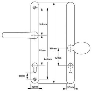Fab & Fix Blenheim Lever Moveable Pad UPVC Multipoint Door Handles - 92mm/62mm PZ Sprung 240mm Screw Centres - Image 7