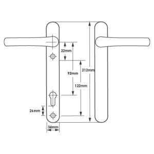 TSS Blank External Lever Lever UPVC Multipoint Door Handles - 92mm PZ Sprung 122mm Screw Centres - Image 2
